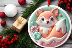 Round Christmas Ornament Sublimation|Clipart Product Image 1