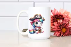 Watercolor Unicorn Pirate Rainbow | Clipart Product Image 2