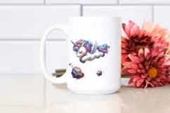 Colorful Baby Unicorn Diving Meteor | Sublimation | Clipart Product Image 2