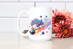Colorful Baby Unicorn Diving Meteor | Sublimation | Clipart Product Image 2