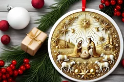 Round Christmas Ornament Sublimation|Clipart Product Image 1