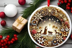 Round Christmas Ornament Sublimation|Clipart Product Image 1