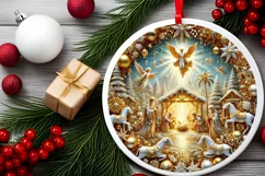 Round Christmas Ornament Sublimation|Clipart Product Image 1