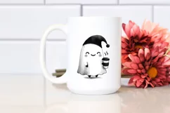 Cute Ghost with Skull Hair Wearing Cap PNG Product Image 2