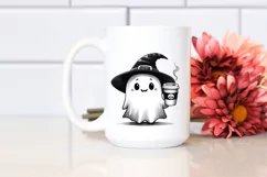 Cute Ghost with Skull Hair Wearing Cap PNG Product Image 2