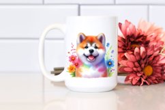 Watercolor Cute Colorful Akita Clipart Product Image 2