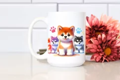 Cute Colorful Akita Sublimation Clipart Product Image 2