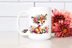 Cute Cartoon Deer Flower Crown Clipart Product Image 2