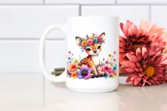 Cute Cartoon Deer Flower Crown Clipart Product Image 2