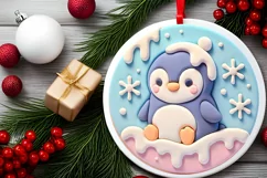 Round Christmas Ornament Sublimation|Clipart Product Image 1