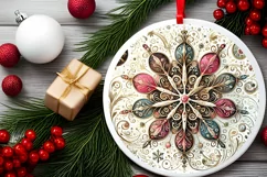 Round Christmas Ornament Sublimation|Clipart Product Image 1
