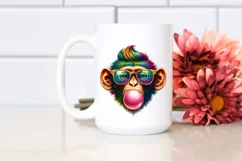 Quirky Monkey Sunglasses Blow Chewing Gum Clipart Product Image 2
