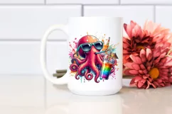 Colorful Octopus Drink Straw Paint Splash Clipart Product Image 2