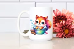 Colorful Baby Squirrel on Bubbly Bucket Watercolor Clipart Product Image 2