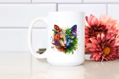 Abstract Vibrant Watercolor Kitten PNG Product Image 2