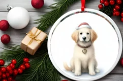 Dog Round Ornament Sublimation PNG Product Image 2