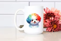 Watercolor Cute Colorful Bichon Frise Clipart Product Image 2