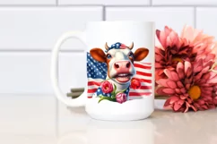 Enthusiastic Cow Portrait with Tulip and Rose Clipart Product Image 2