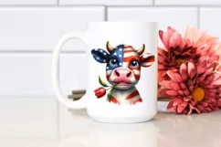 Enthusiastic Cow Portrait with Tulip and Rose Clipart Product Image 2