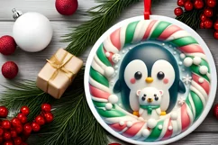 Round Christmas Ornament Sublimation|Clipart Product Image 1