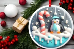 Round Christmas Ornament Sublimation|Clipart Product Image 1