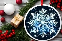 Snow Flake Christmas Round Cute Ornament Sublimation Product Image 1