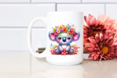 Colorful Watercolor Koala Sitting on a Flower Product Image 2
