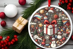 Round Christmas Ornament Sublimation|Clipart Product Image 1