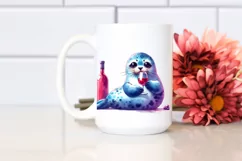 Funny Cute Vibrant Watercolor Seal | Clipart Product Image 2