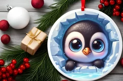 Round Christmas Ornament Sublimation|Clipart Product Image 2
