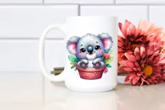 Baby Koala Pocket Watercolor Sticker Clipart Product Image 2