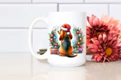 a Cute Bloodhound with Christmass Decorations PNG Product Image 2