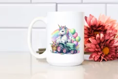 Colorful Baby Unicorn with Tractor, PNG Product Image 2
