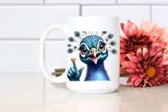 Funny Peacock Love Sign Watercolor Clipart Product Image 2