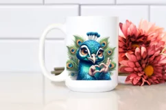 Funny Peacock Love Sign Watercolor Clipart Product Image 2