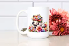 Vibrant Rhino Flower Crown Clipart Product Image 2