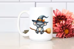 Funny Watercolor Koala on Witch Broom Sublimation Clipart Product Image 2