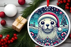 Round Christmas Ornament Sublimation|Clipart Product Image 2