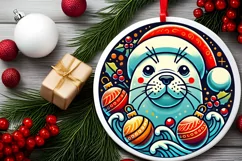Round Christmas Ornament Sublimation|Clipart Product Image 2