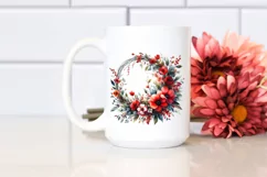 Vibrant Abstract Red Flower Wreath | Watercolor Product Image 2