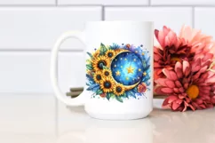 Colorful Half Moon with Sunflowers PNG Product Image 2