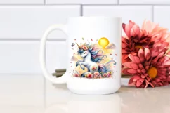 Cute Unicorn Tumbling with Petals | Sublimation Clipart Product Image 2