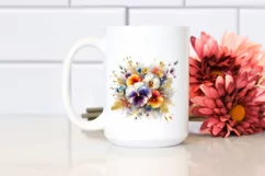 Colorful Watercolor Bouquet with Pansy | Sublimation | Product Image 2