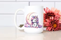 Baby Unicorn on the Moon Clipart Product Image 2