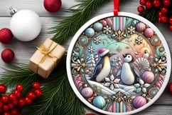 Round Christmas Ornament Sublimation|Clipart Product Image 1