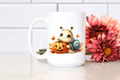 Cute Baby Snail with Halloween Pumpkin, Transparent PNG Product Image 2