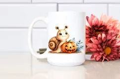 Cute Baby Snail with Halloween Pumpkin, Transparent PNG Product Image 2