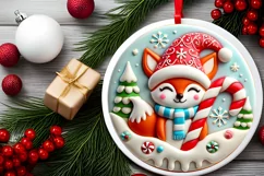 Round Christmas Ornament Sublimation|Clipart Product Image 1