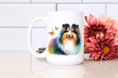 Watercolor Cute Colorful Collie Clipart Product Image 2