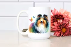 Watercolor Cute Colorful Collie Clipart Product Image 2